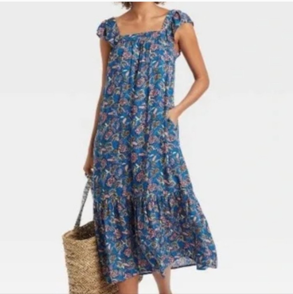 Knox Rose Blue Floral Maxi Dress 1X
